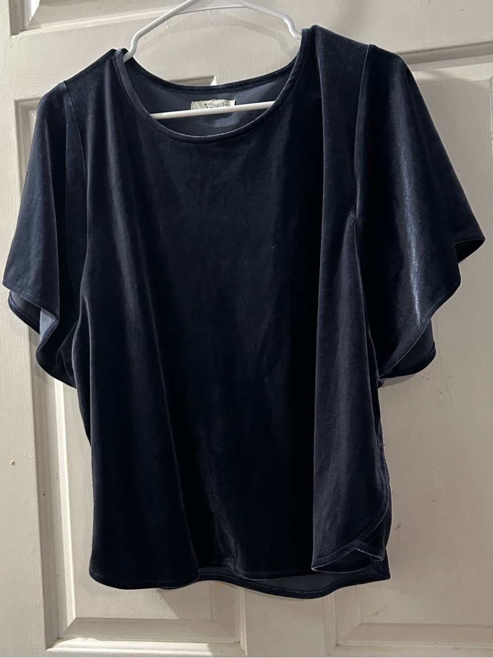 Madewell Navy Velvet Flutter-Sleeve Tee
